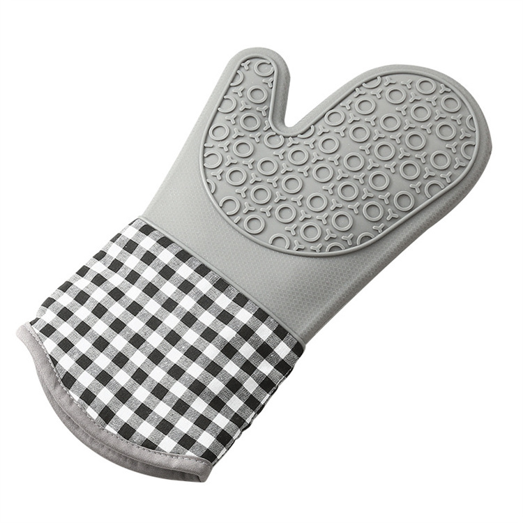 Hot Sale Heat Resistant Silicone+Cotton Oven Mitt Silicone Microwave Gloves BBQ Tools Cooking Grill Gloves