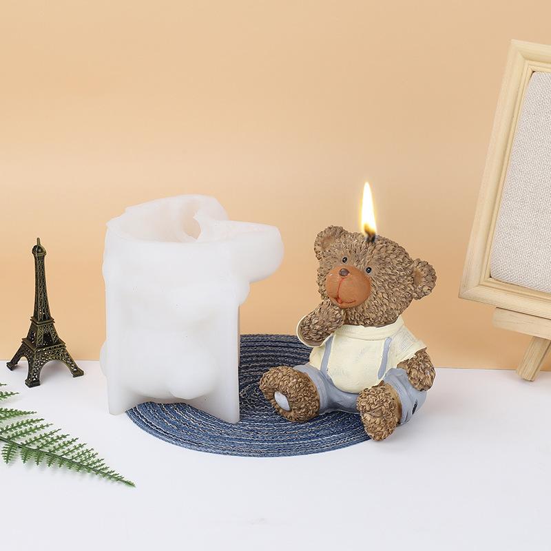 New Arrival 3D Cute Teddy Bear Silicone Candle Mold For Candle Making DIY Handmade Home Decoration Ornaments D74