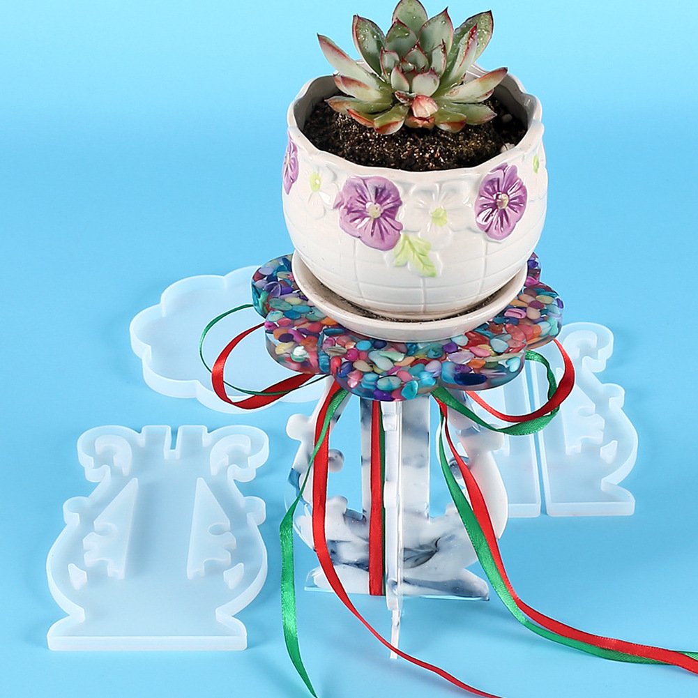 Hot Sale Retro Vase Shape Decoration Flower Pot Swing Stand Epoxy Silicone Mold Creative Resin Planter Molds