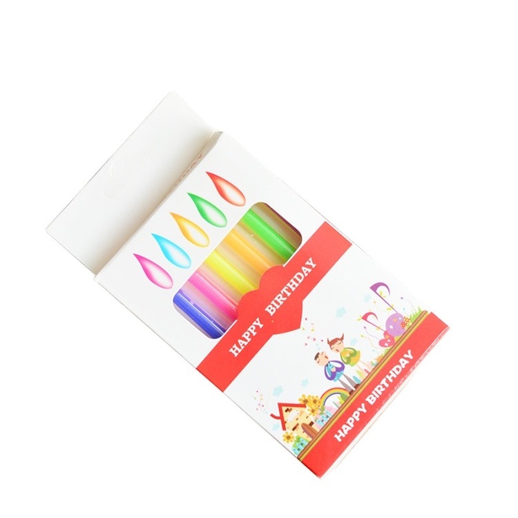 OEM Hot Sale Safe Contact Paraffin Wax DIY Classic Spiral Colorful Party Kid Happy Birthday Cake Candles With Card Package