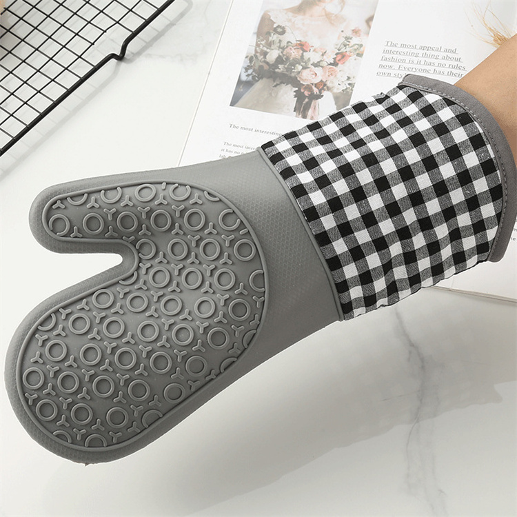 Hot Sale Heat Resistant Silicone+Cotton Oven Mitt Silicone Microwave Gloves BBQ Tools Cooking Grill Gloves