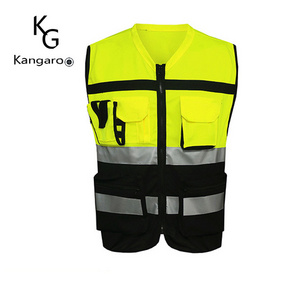 Multi pockets High Visibility fluorescent construction work Safety Vest