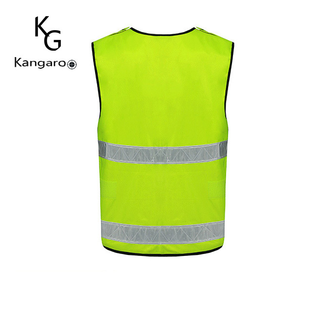 100% Polyester Knitted Fabric Custom Yellow Reflective Stripes Safety Vest