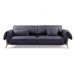 Luxury indoor modern appearance big 4 seat sofa European style living room furniture general use soft leather sofa