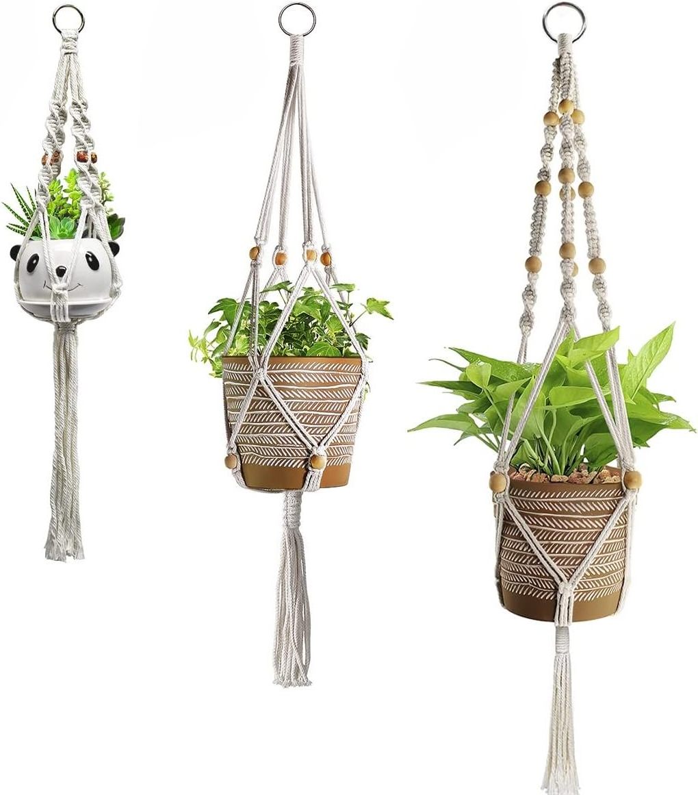 Boho Macrame Wall Hanging Planter Pot Holder Wholesale Indoor Outdoor Macrame Plant Hangers DIY For Home Decor