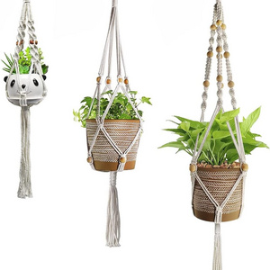 Boho Macrame Wall Hanging Planter Pot Holder Wholesale Indoor Outdoor Macrame Plant Hangers DIY For Home Decor