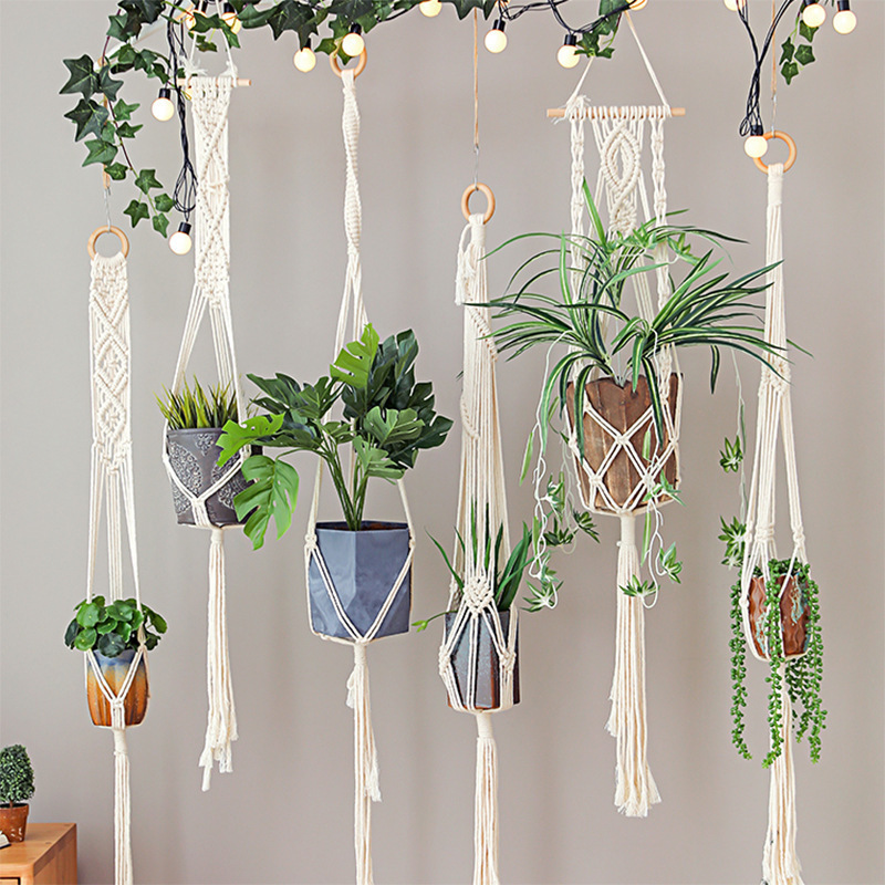 DIY Boho Handmade Macrame Plant Hanger Flower Pot Holder for Wall Decoration Garden Plant Hanging