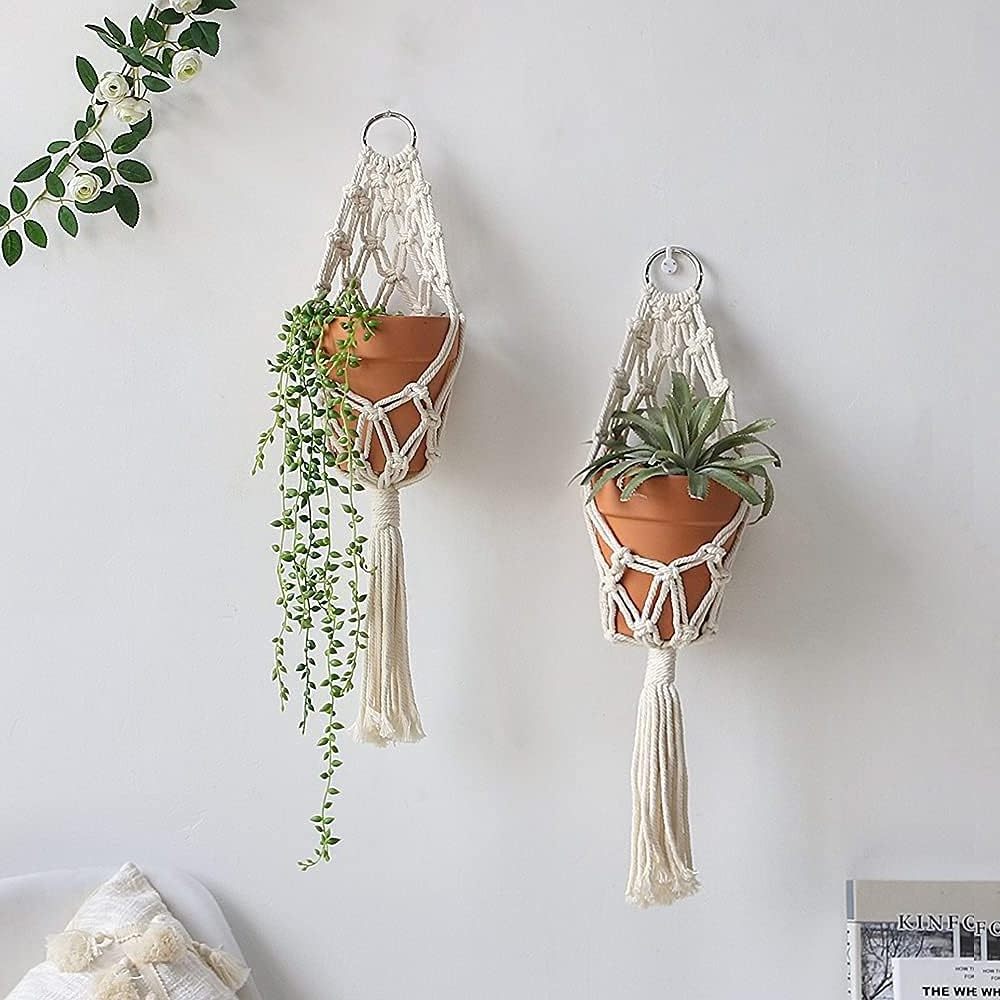 Hanging Planters for Wall Plants Holder Short Handmade Boho Farmhouse Rustic Home Decor Macrame Plant Hanger