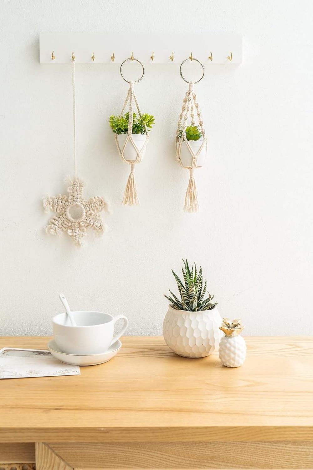 Tiny Cactus Charm Decorations DIY Boho Hanging Plant Holder Mini Macrame Plant Hanger