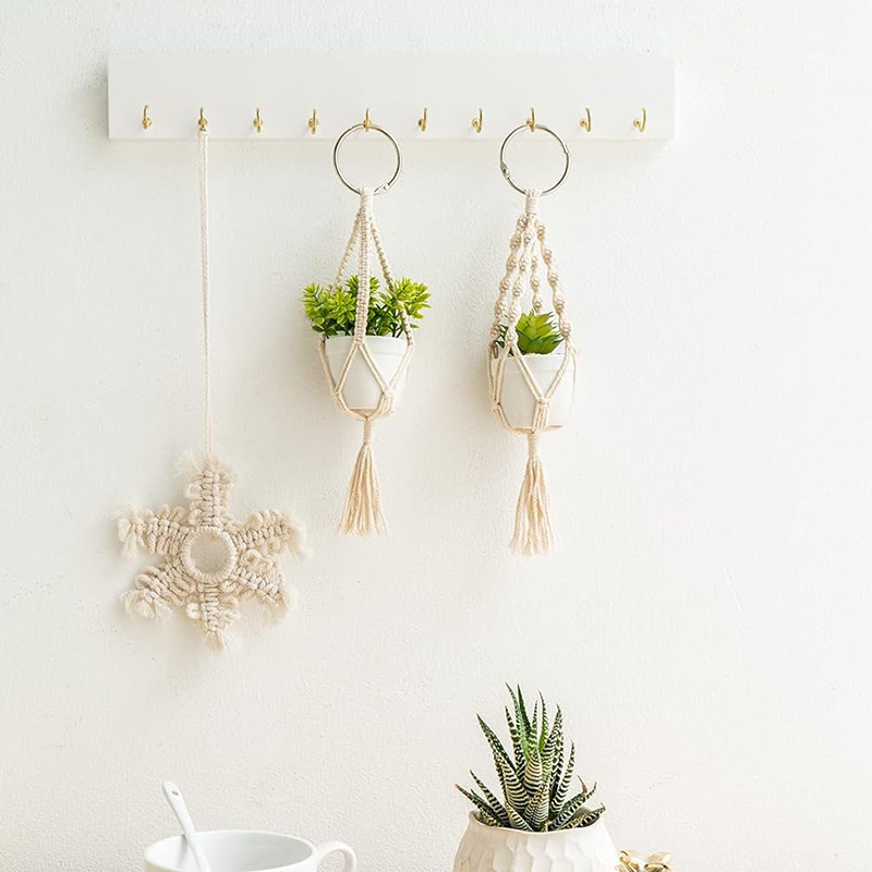 Tiny Cactus Charm Decorations DIY Boho Hanging Plant Holder Mini Macrame Plant Hanger