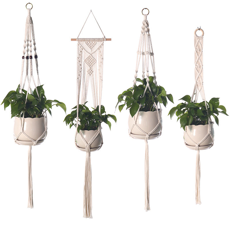 DIY Handmade Macrame Wall Hanging Boho Cotton Macrame Plant Hanger Flower Pot Holder Home Decoration Wholesale