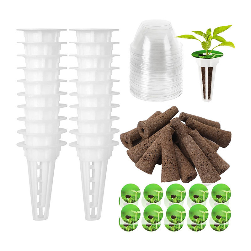 Wholesale Greenhouse Seed Pods Kit Hydroponic Growing System Net Pots 12 Grow Basket 50 Grow Sponges 12 Grow Domes 12 Pod Labels