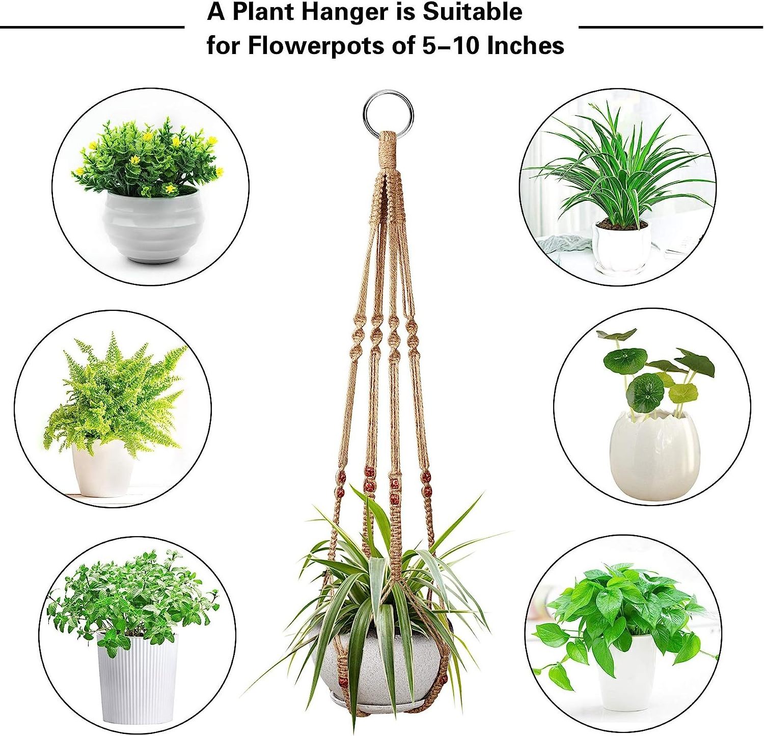 2 Pcs Plant Hangers Hanging Plant Holder for Indoor Outdoor with 4 Hooks