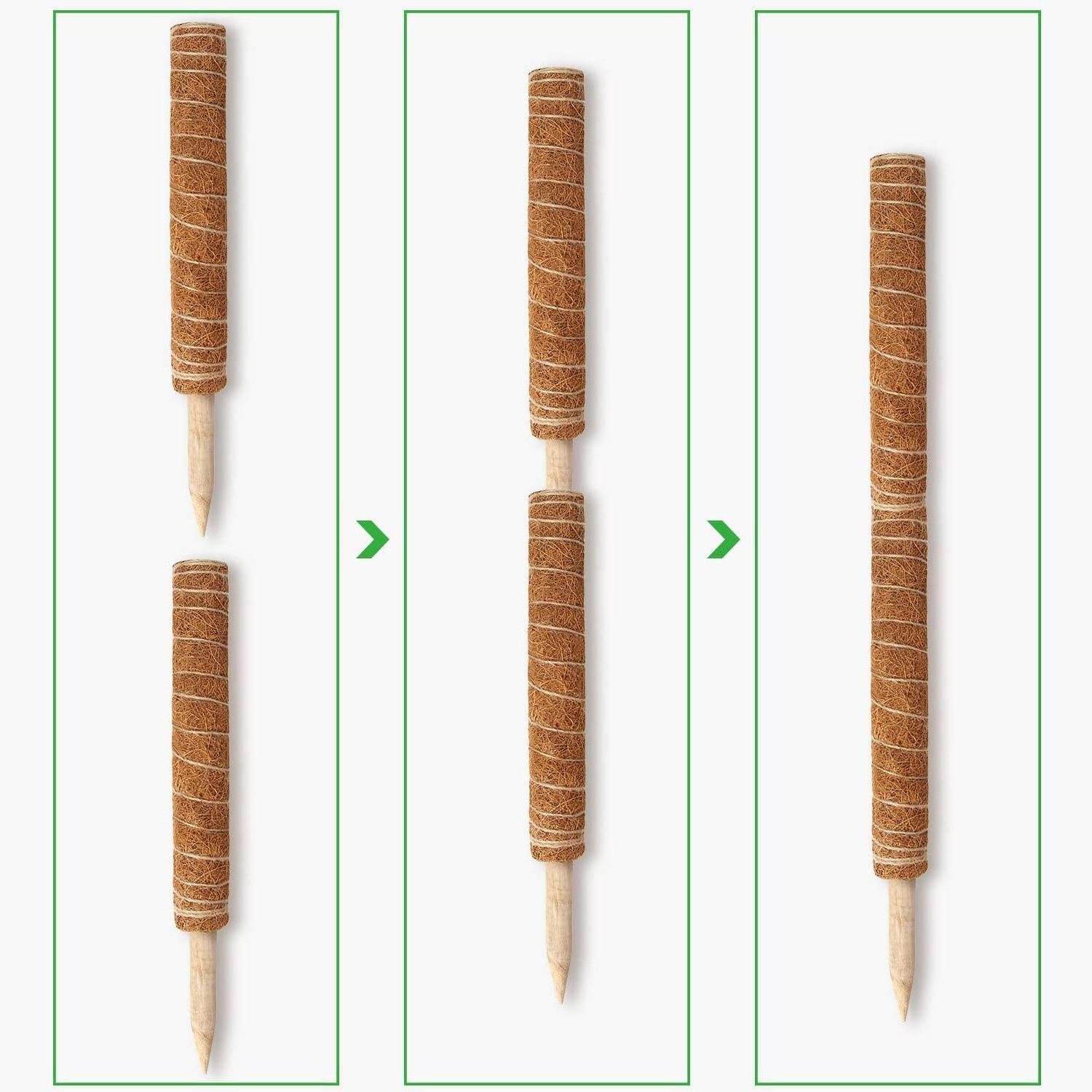 17 Inch 2 Pcs Natural Moss Pole Plant Stakes Indoor Handmade Coco Coir Pole Garden Tomato Plant Climbing Growth Support