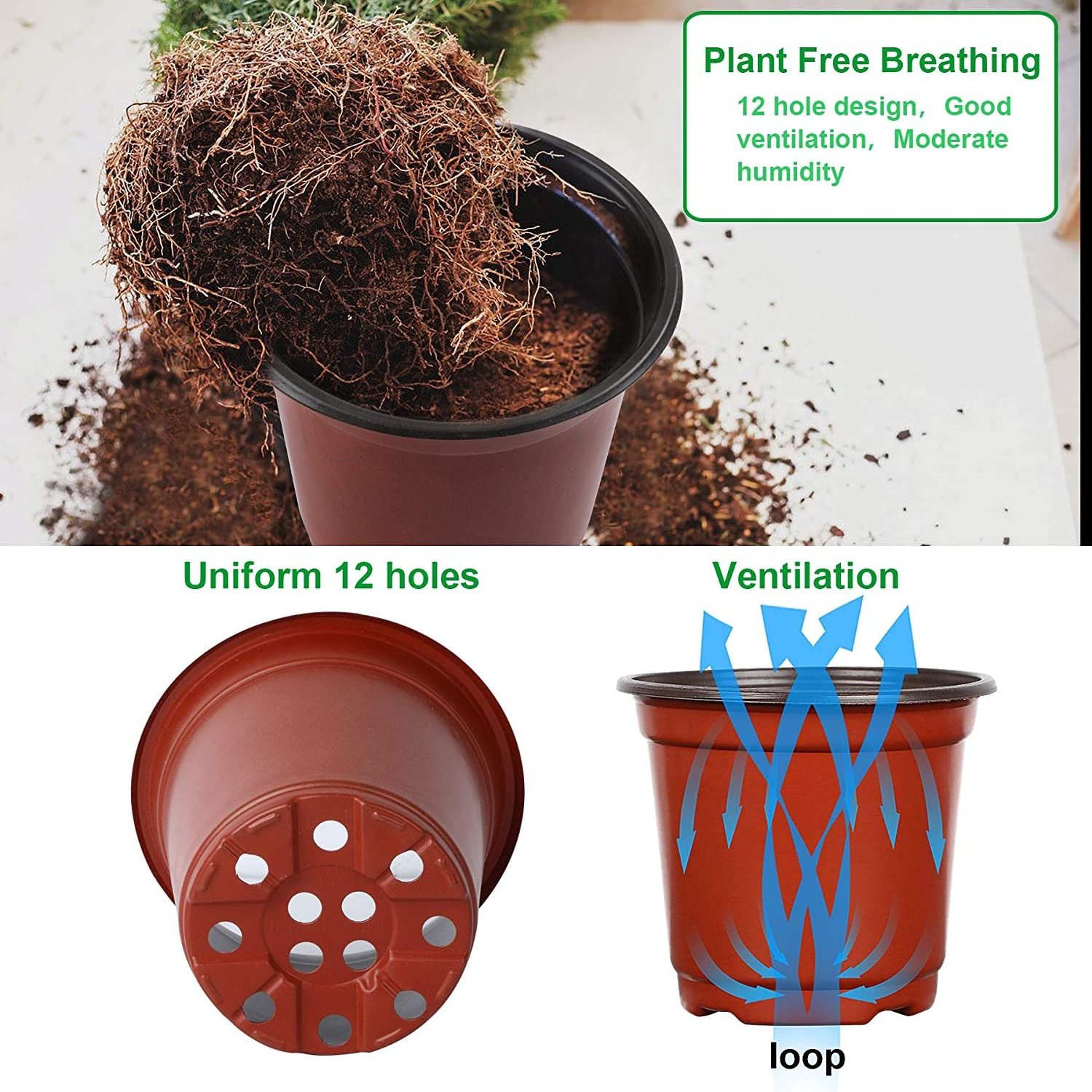 6 Inch Red Plant Nursery Pots Seed Starting Pots Containers For Plant Flower Nursery