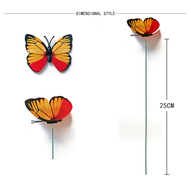 Plastic Garden Butterfly Stakes Ornaments Outdoor Decor 3D PVC Elegant Artificial Butterfly Decorations