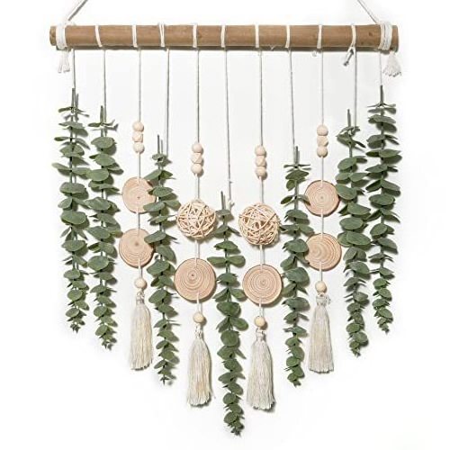 Bohemia Style Home Decor Simulated Eucalyptus Leaves Plastic Artificial Green Plant Wall Hanging Decoration