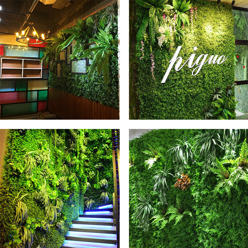 New Design Sun-Protective Home Decoration Green Leaves Backdrop Artificial Plant Panel Faux Grass Wall Vertical Garden Wall