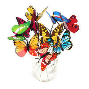 Plastic Garden Butterfly Stakes Ornaments Outdoor Decor 3D PVC Elegant Artificial Butterfly Decorations