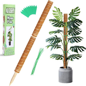 17 Inch 2 Pcs Natural Moss Pole Plant Stakes Indoor Handmade Coco Coir Pole Garden Tomato Plant Climbing Growth Support