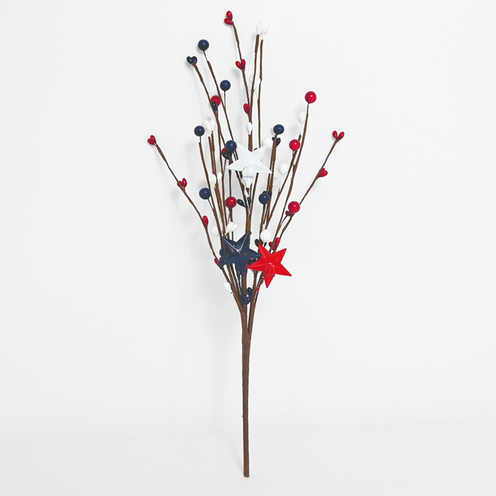 Patriotic Artificial Berry Stem Picks Red White and Blue Artificial Flowers 4th of July Floral Picks