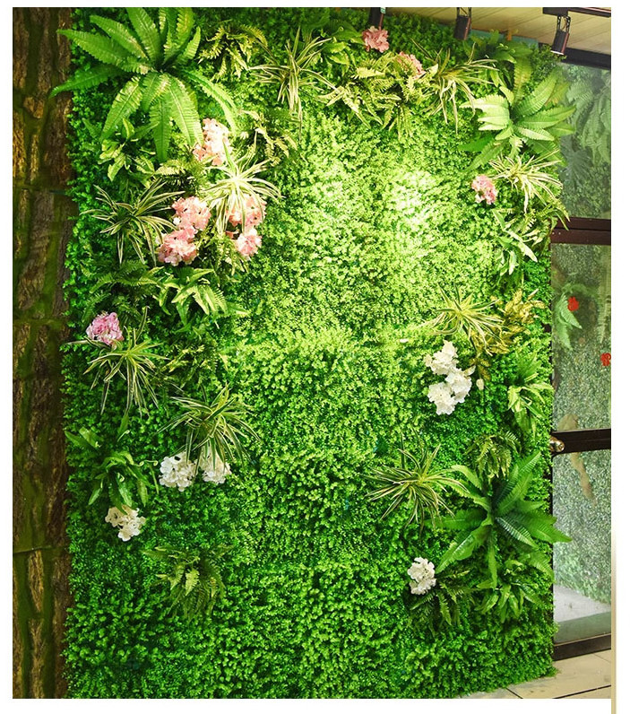 New Design Sun-Protective Home Decoration Green Leaves Backdrop Artificial Plant Panel Faux Grass Wall Vertical Garden Wall