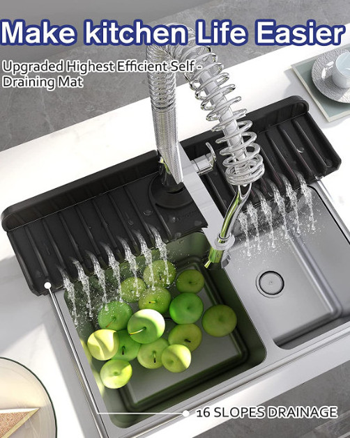 Newest Design Kitchen Faucet Splash Guard, Kitchen Sink Water Catcher Pad for Kitchen Bathroom