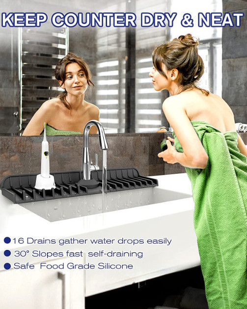 Newest Design Kitchen Faucet Splash Guard, Kitchen Sink Water Catcher Pad for Kitchen Bathroom