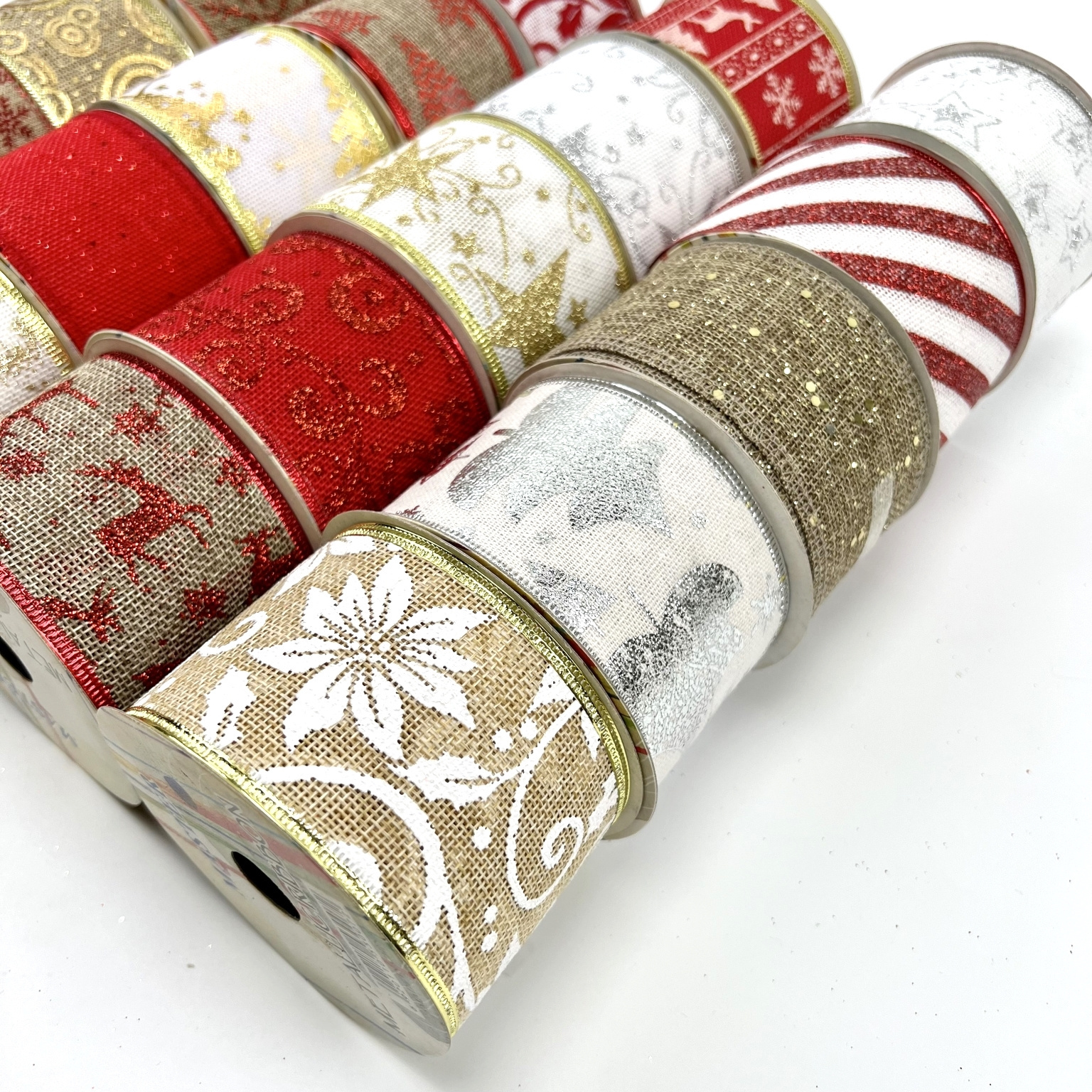 wholesale christmas polyester wired ribbon for festival gift box or decoration