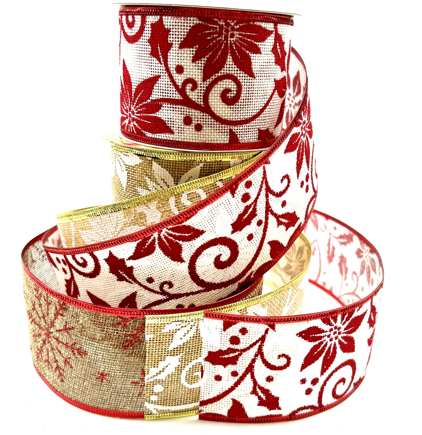 wholesale christmas polyester wired ribbon for festival gift box or decoration