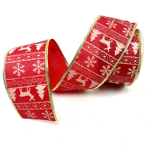 wholesale christmas polyester wired ribbon for festival gift box or decoration