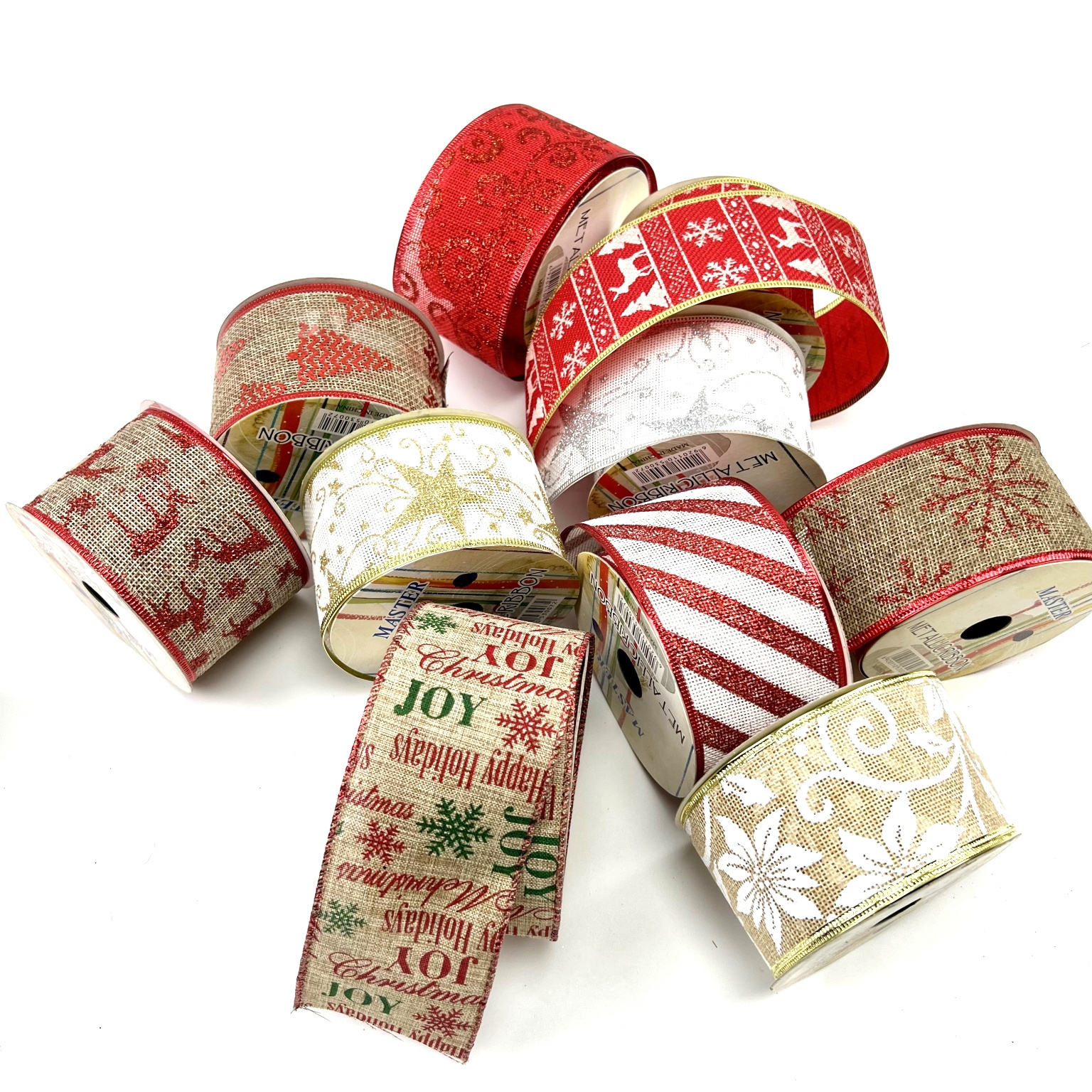 wholesale christmas polyester wired ribbon for festival gift box or decoration