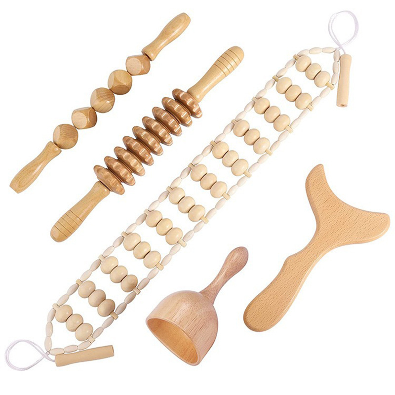 Anti Cellulite Wooden Body Lymphatic Drainage Tool kit Maderoterapia Wood Therapy Massage Tools Wooden Stick Massager