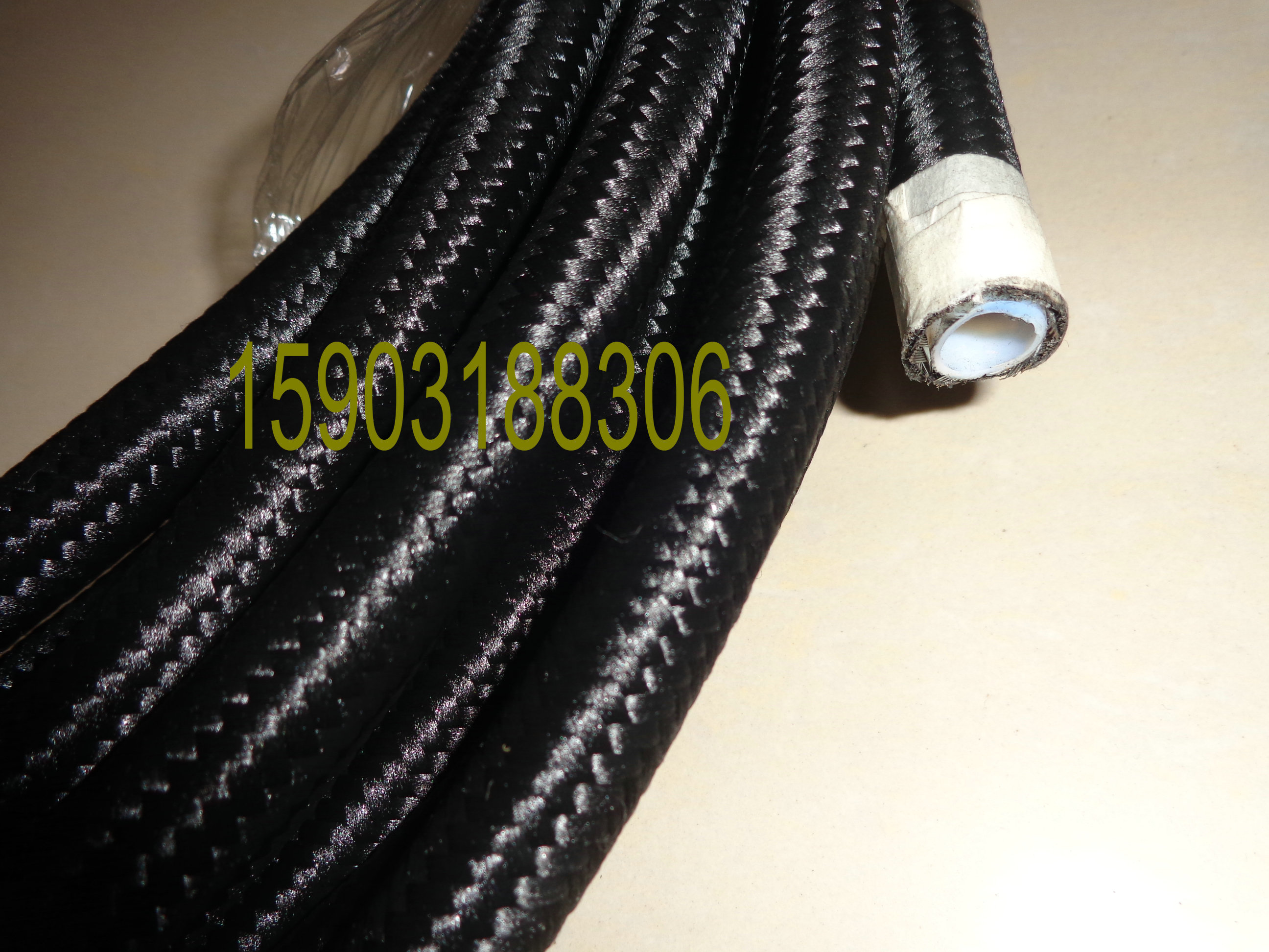 Black Nylon Covered Stainless Steel Braided E85 AN4 4AN PTFE INNER Tube Oil Line Fuel Hose 3.2FT