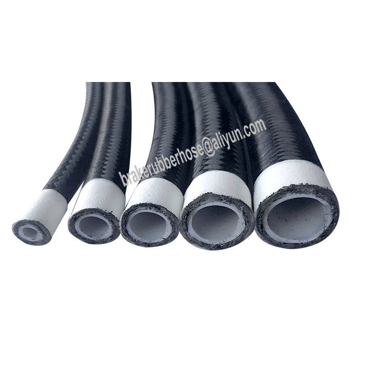 Black Nylon Covered Stainless Steel Braided E85 AN4 4AN PTFE INNER Tube Oil Line Fuel Hose 3.2FT