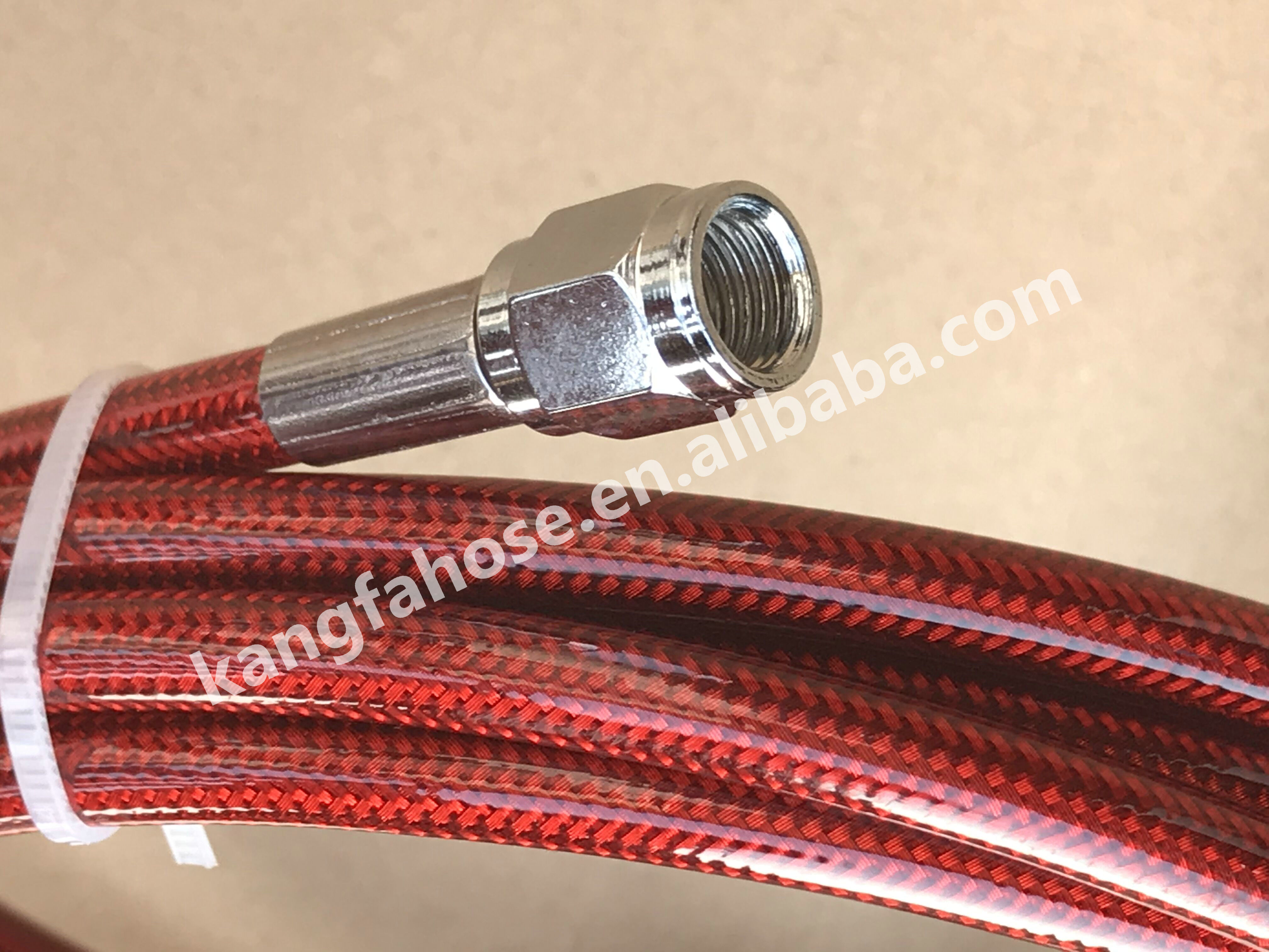 customized stainless braided brake hose an3 3an 3/8-24unf straight Female both hose ends