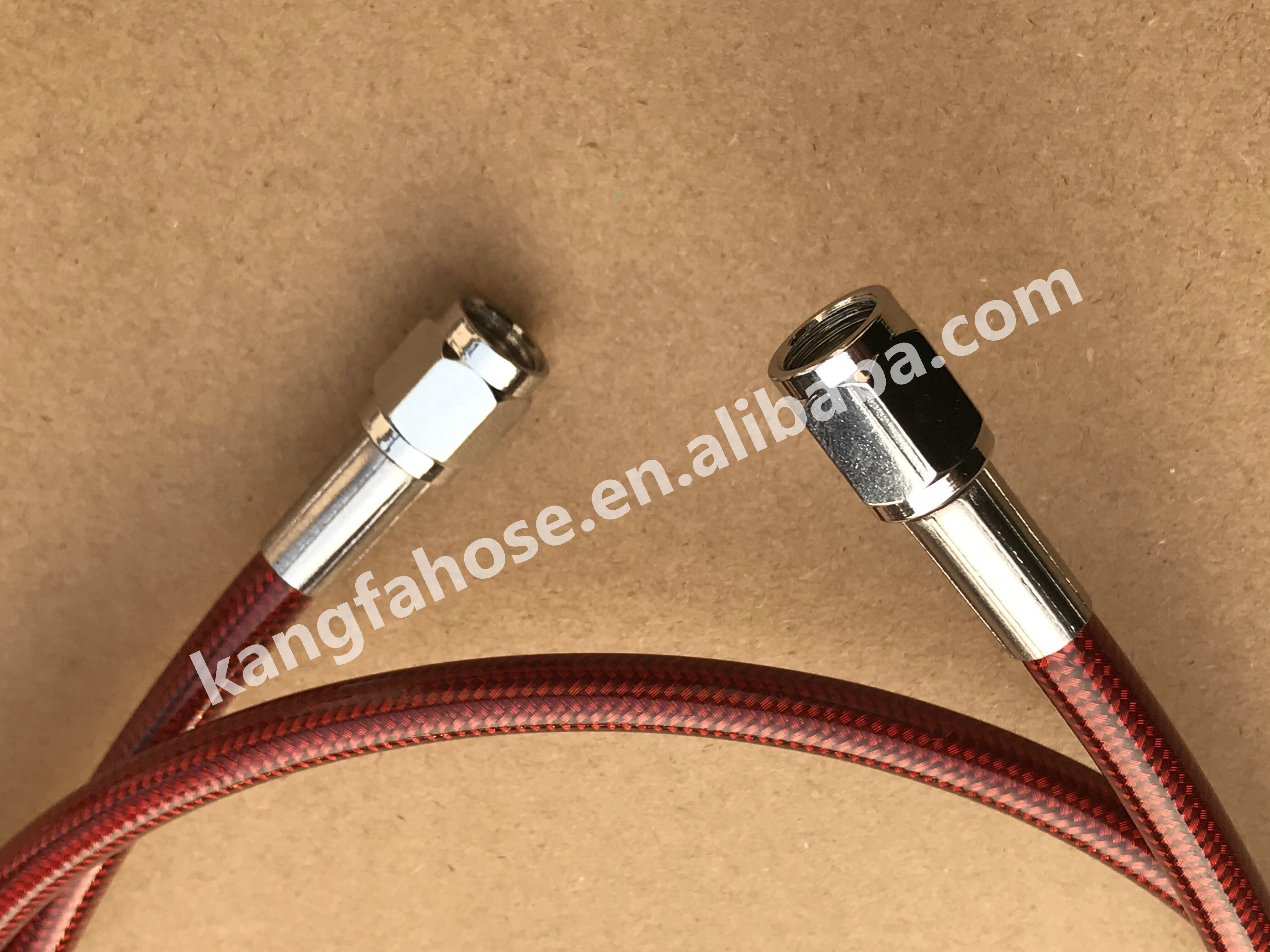 customized stainless braided brake hose an3 3an 3/8-24unf straight Female both hose ends