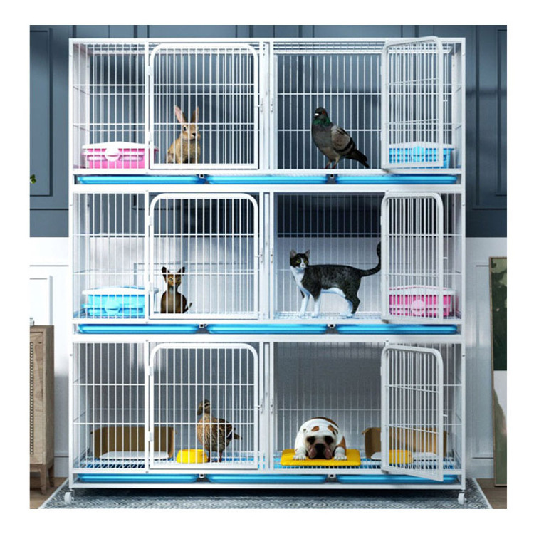 Multi-colors Square Tube Iron Big Pet Cat Cage 3 Layer And 4 Layers Steel Dog Cage Outdoor White Cat Show Cages