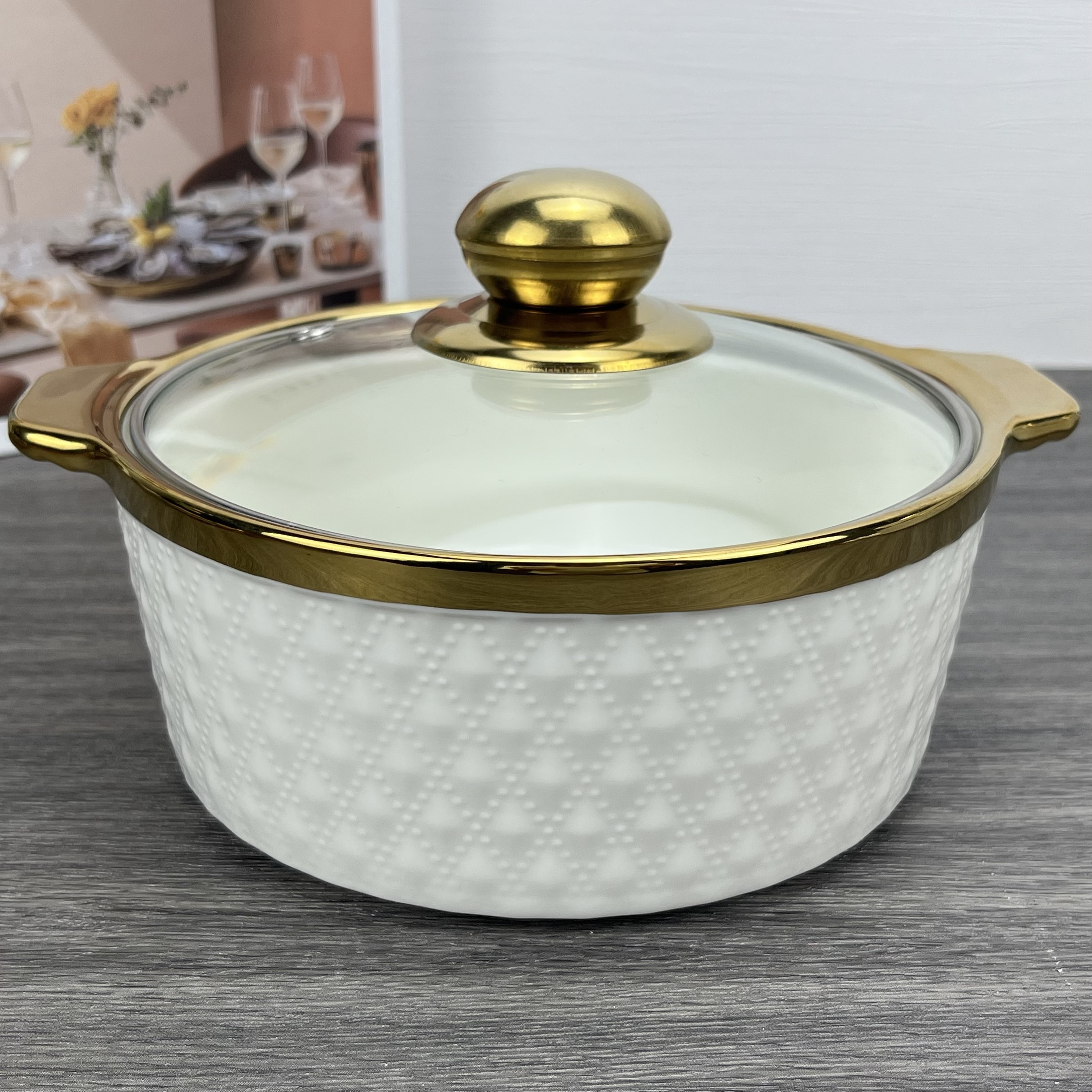 Wholesale high-end fashion luxury ceramic soup pot with cover Phnom Penh ceramic soup bowl kitchen tableware