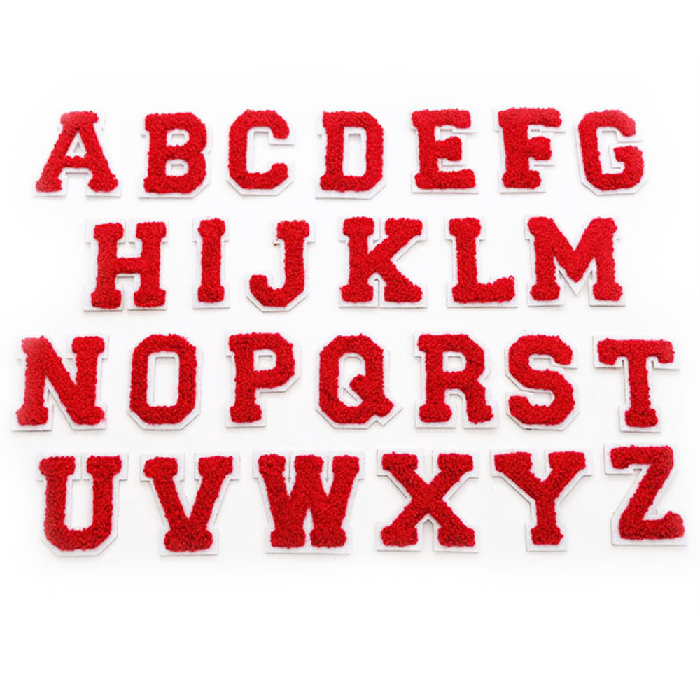 Stock pink With Gold Border English Letter A-Z Iron On Adhesive Repair Alphabet Sewing Appliques Clothing Chenille Patch