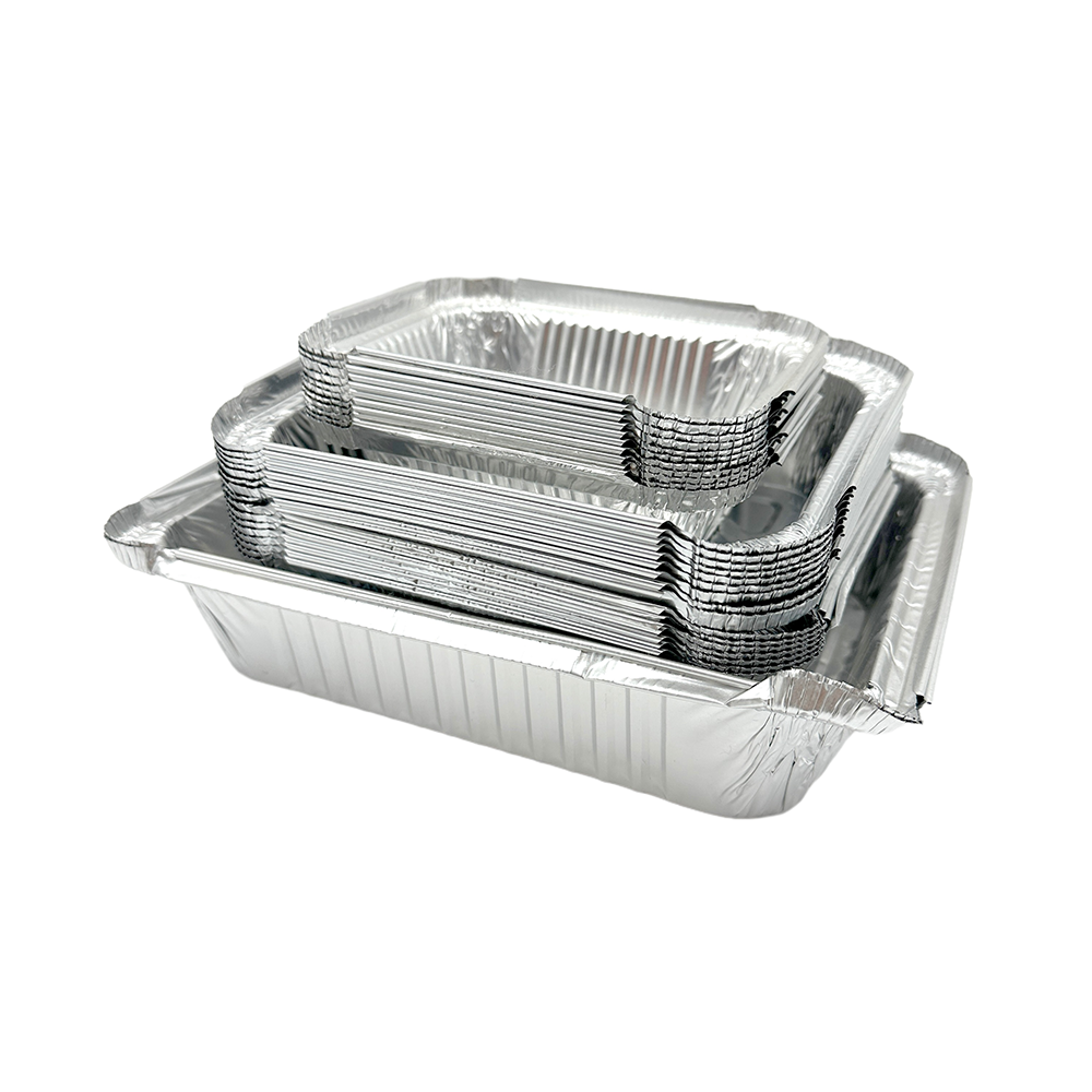 Factory wholesale customization square foil baking tray silver biodegradable food grade tin plate take away aluminum foil trays