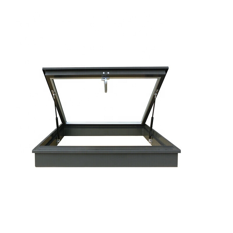 Skylight with electric window opener and curtain hardware double glazing tempered glass automatic opening sunroom roof skylight