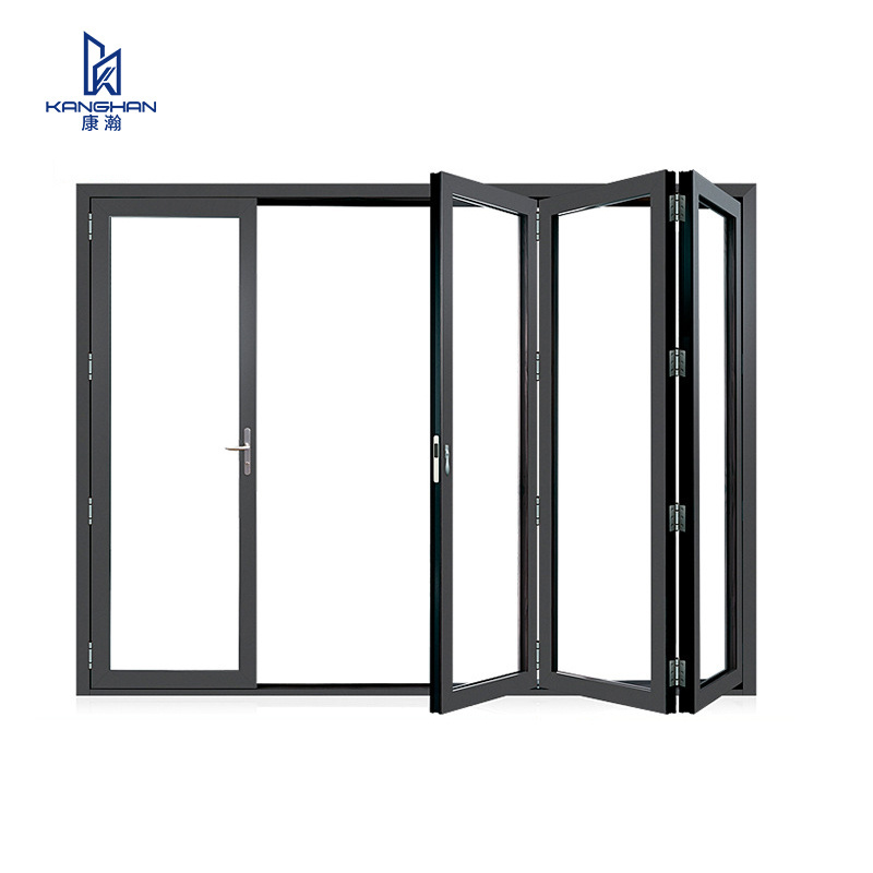 Double inward folding system making window screen integrated balcony sound insulation broken bridge aluminum casement window