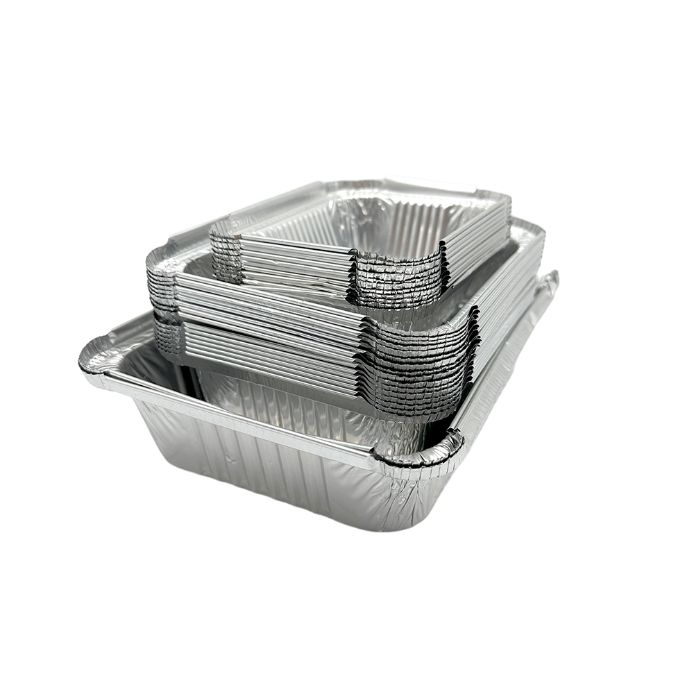 Factory wholesale customization square foil baking tray silver biodegradable food grade tin plate take away aluminum foil trays