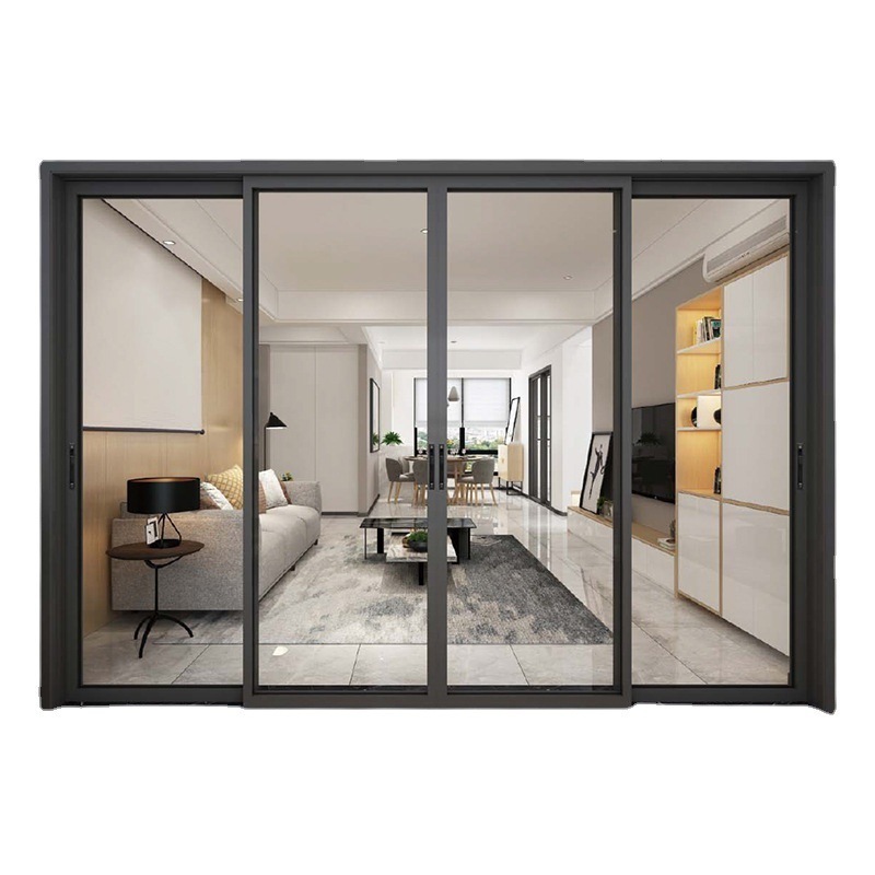 Multi aluminium framed windproof triple panel sliding clear glass door with mosquito screen for greenhouse