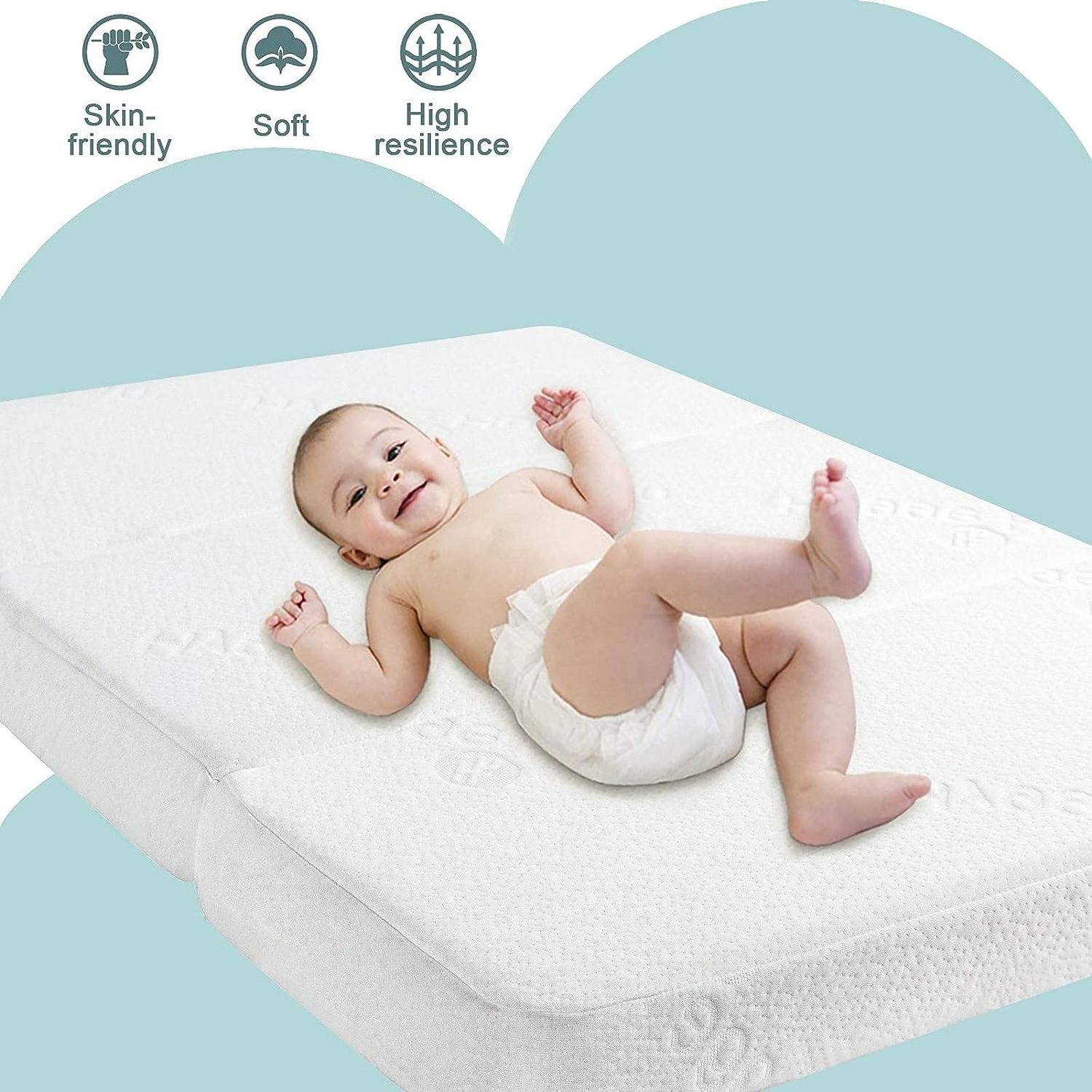 Foldable Playard Mattress Pad Memory Foam, Portable Toddlers Mattress Firmness Featuring Soft Removable Washable Outer Cover