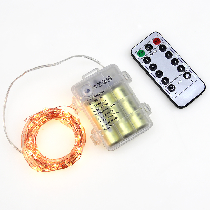 5M Waterproof Remote Control Fairy Lights Battery Operated 8 Mode Timer String Copper Wire LED String Light