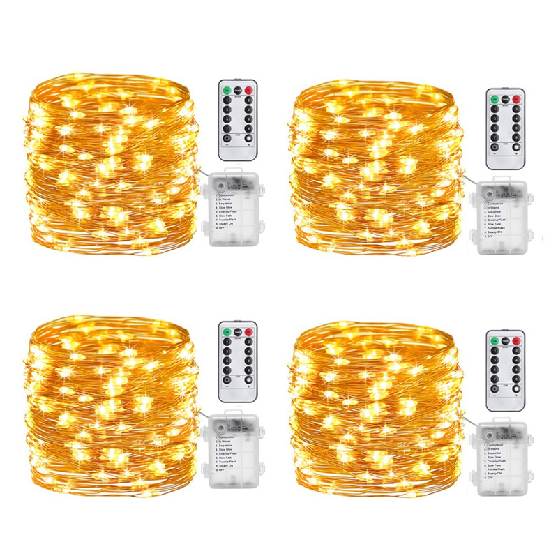 5M Waterproof Remote Control Fairy Lights Battery Operated 8 Mode Timer String Copper Wire LED String Light