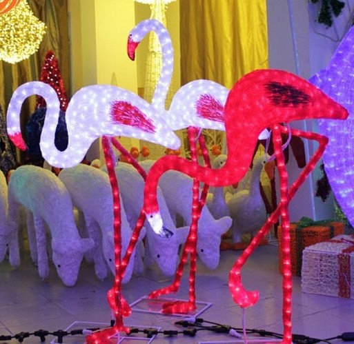 Outdoor LED Motif Light Christmas Decoration 3D LED Flamingo Light Decoration