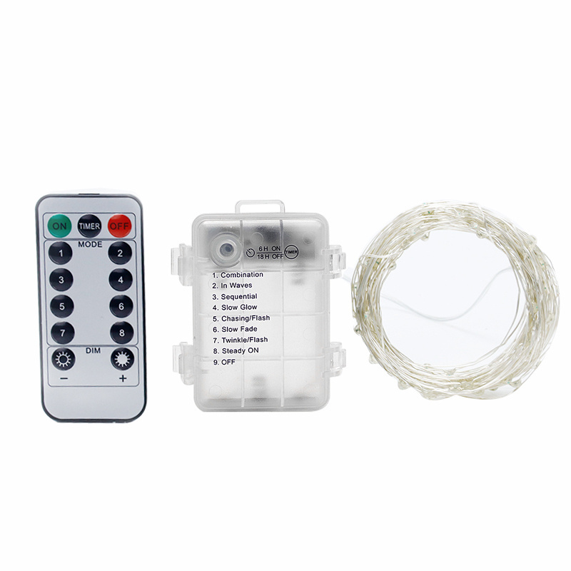 5M Waterproof Remote Control Fairy Lights Battery Operated 8 Mode Timer String Copper Wire LED String Light